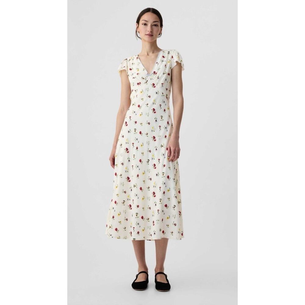 Floral Midi Dress in Cream